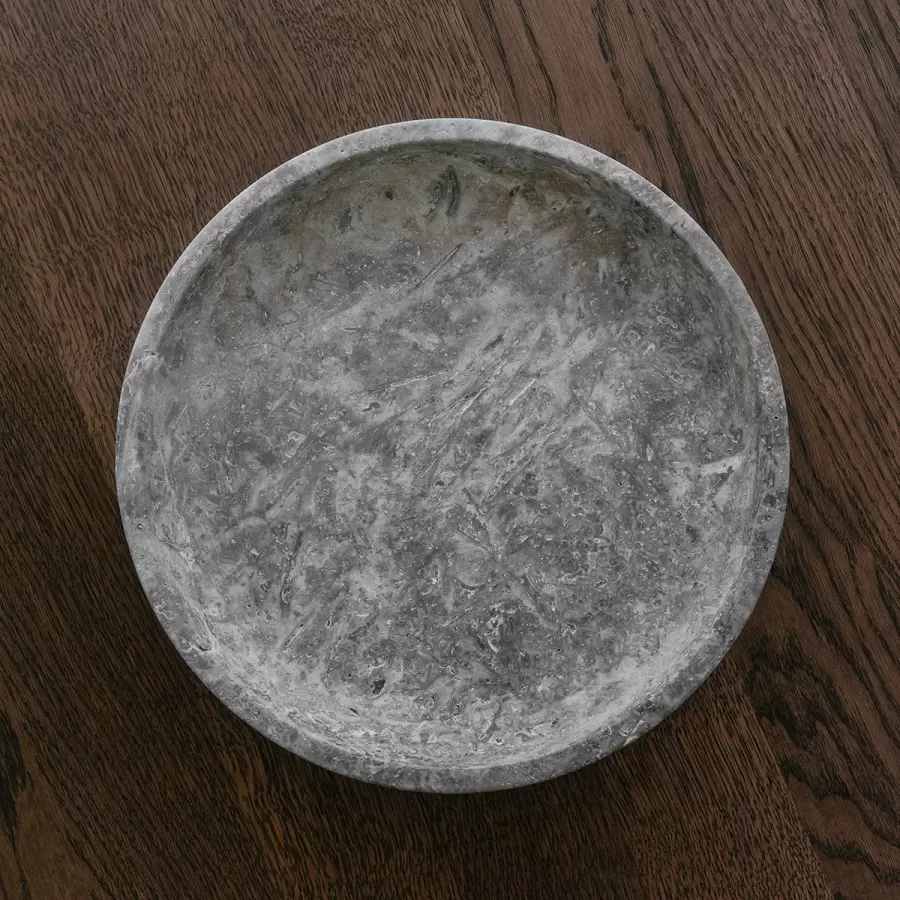 Wabi Sabi - Fad Hyben Travertin Silver Ø:40*5 - Hent selv