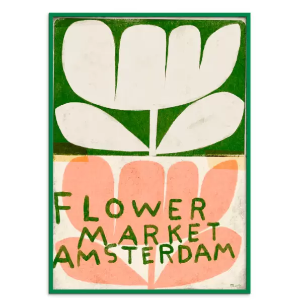 The Poster Club - Marco Marella, Flower Market Amsterdam, Indrammet 30*40