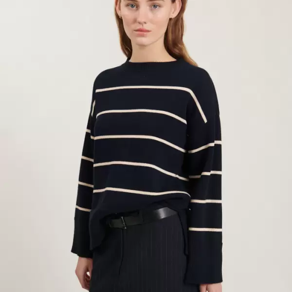 Basic Apparel - Winie O-Neck Stripe, Sky Captain/Birch