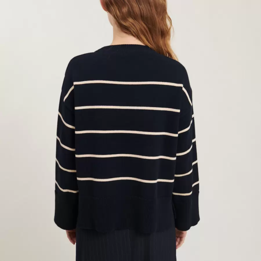 Basic Apparel - Winie O-Neck Stripe, Sky Captain/Birch