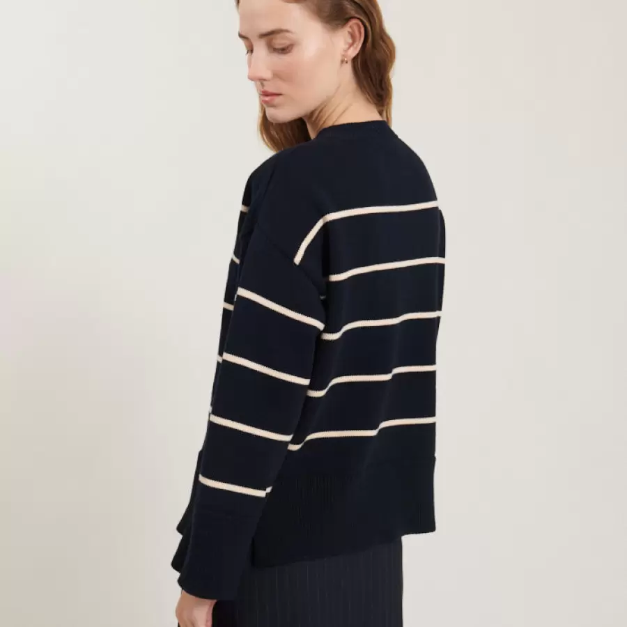 Basic Apparel - Winie O-Neck Stripe, Sky Captain/Birch