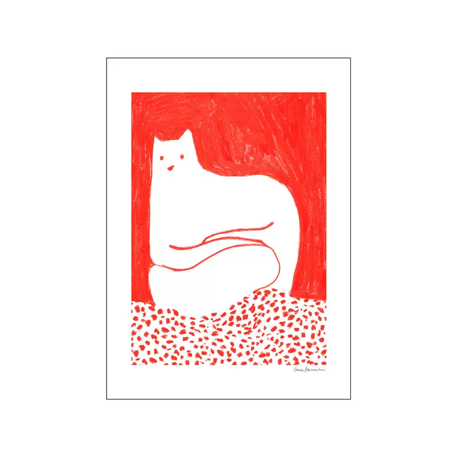 The Poster Club - Cinzia Franceschini, Cat in Red, A4