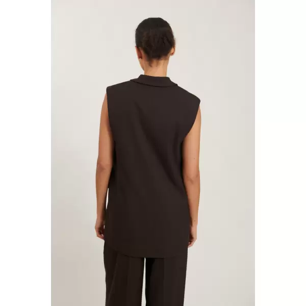 Basic Apparel - Marjorie Long Vest, Chokolate Torte