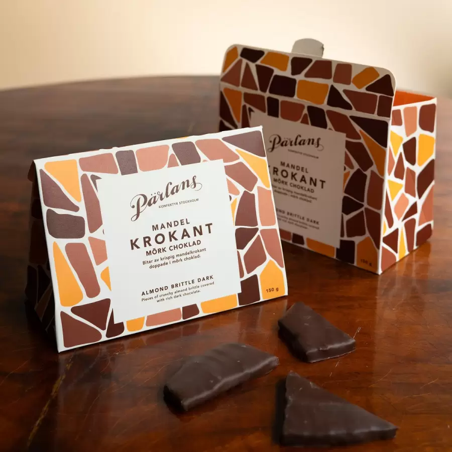 Pärlans - Box Brittle, Mandelkrokant og Mørk chokolade