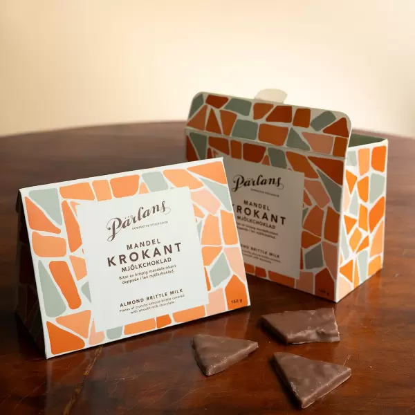 Pärlans - Box Brittle, Mandelkrokant og Mælkechokolade