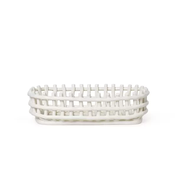 ferm LIVING - Ceramic Basket Oval, Offwhite