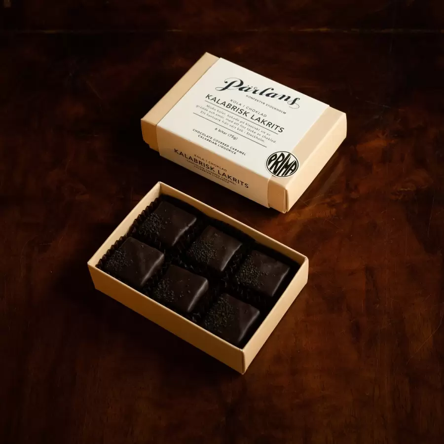 Pärlans - Chokoladeovertrukket Karamel, Calabrian Liquorice