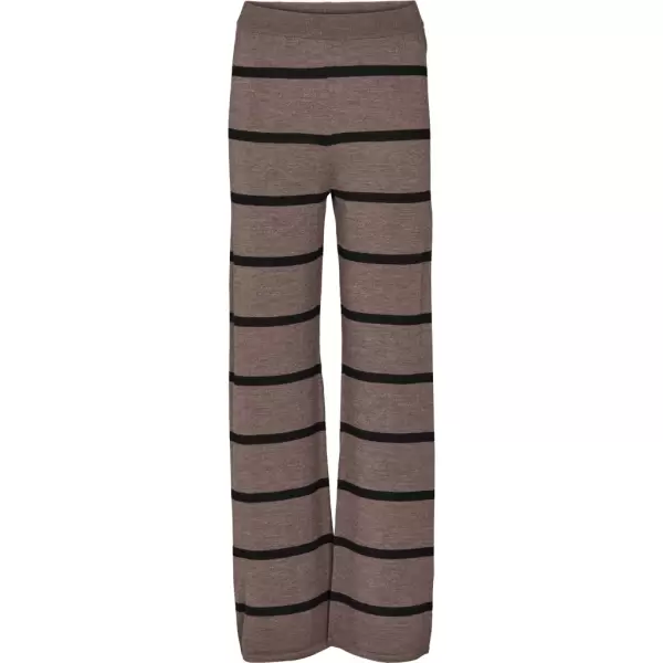 Basic Apparel - Vera Wide Pant Stripe, Brown Melange/Black