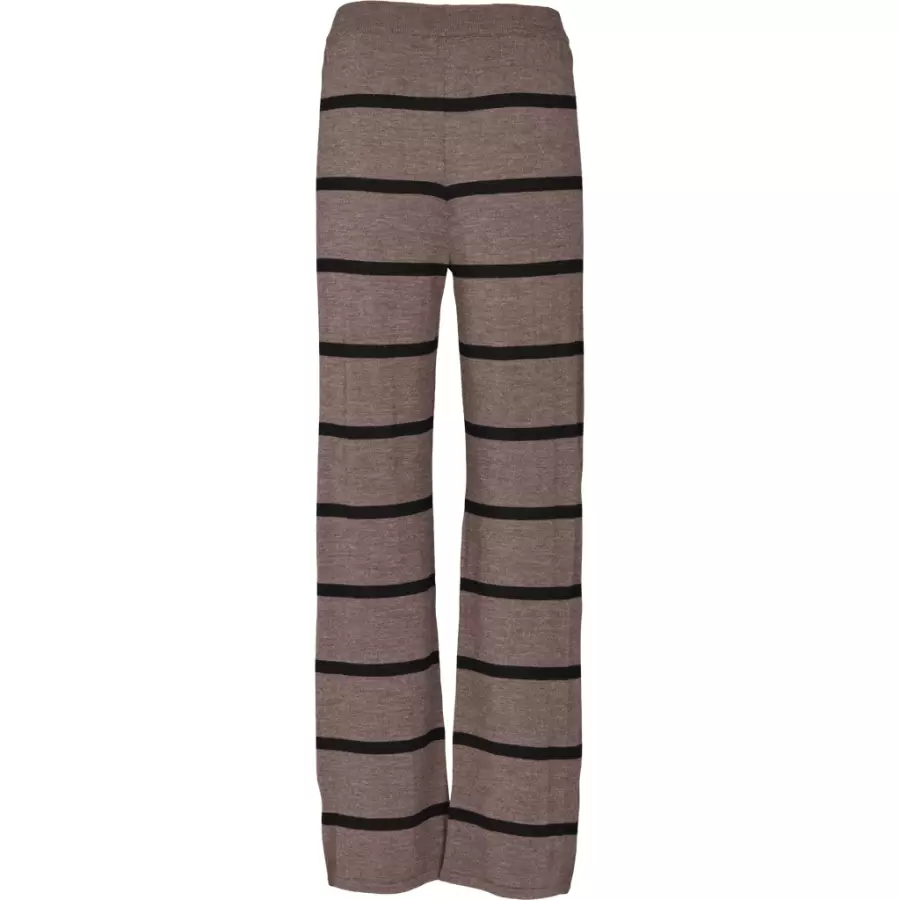 Basic Apparel - Vera Wide Pant Stripe, Brown Melange/Black