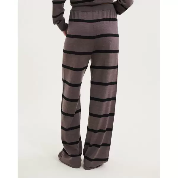 Basic Apparel - Vera Wide Pant Stripe, Brown Melange/Black