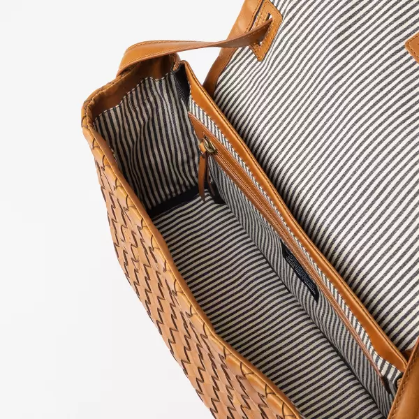 O My Bag - Skuldertaske Kenzie Woven, Cognac Classic Leather