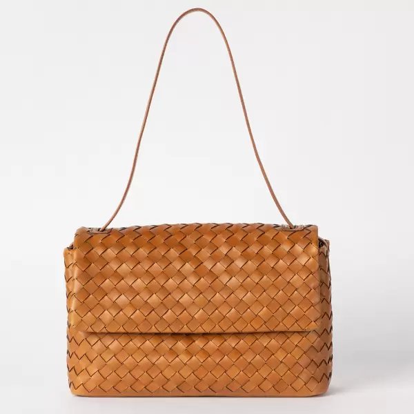 O My Bag - Skuldertaske Kenzie Woven, Cognac Classic Leather