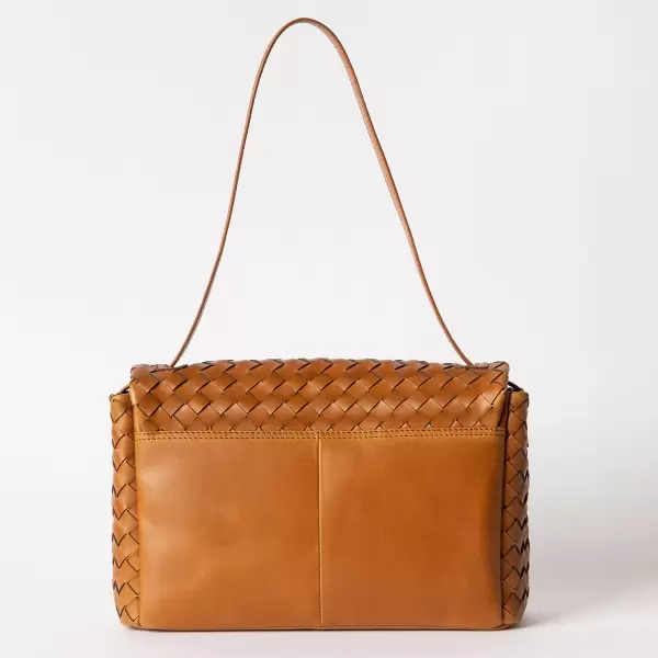 O My Bag - Skuldertaske Kenzie Woven, Cognac Classic Leather