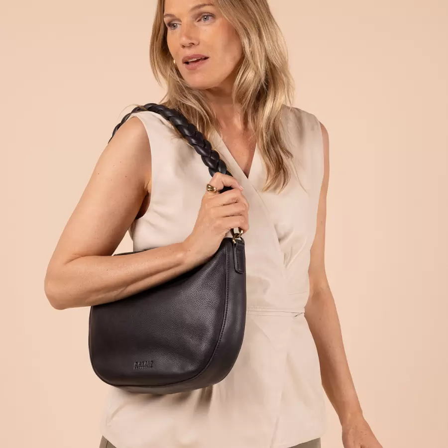 O My Bag - Cross Body Lana, Black Soft Grain Leather