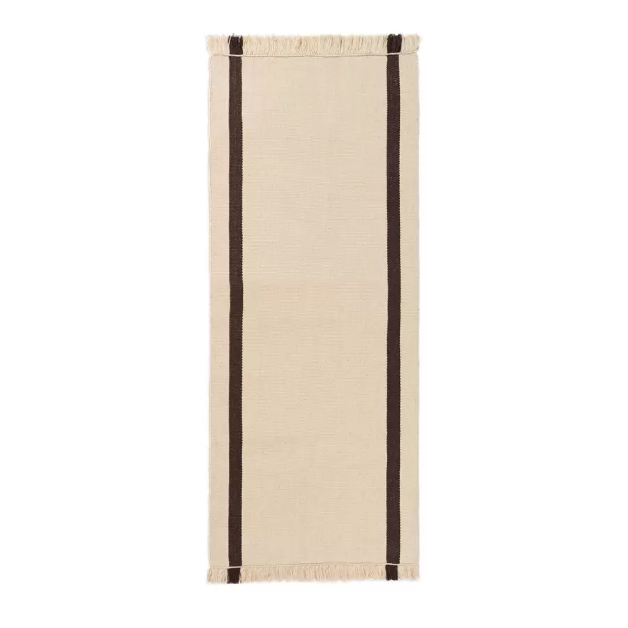 ferm LIVING - Løber Calm Kelim, Off-white/Coffee 80*200