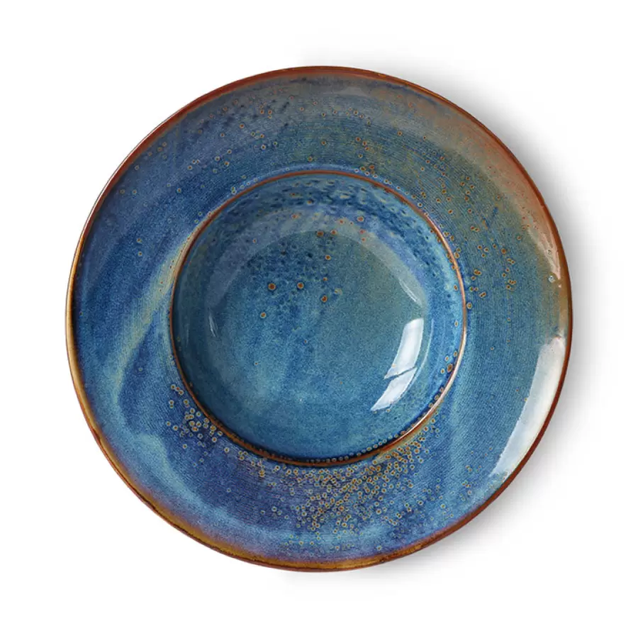 HK living - Pastatallerken Chef Ceramics, Rustic Blue