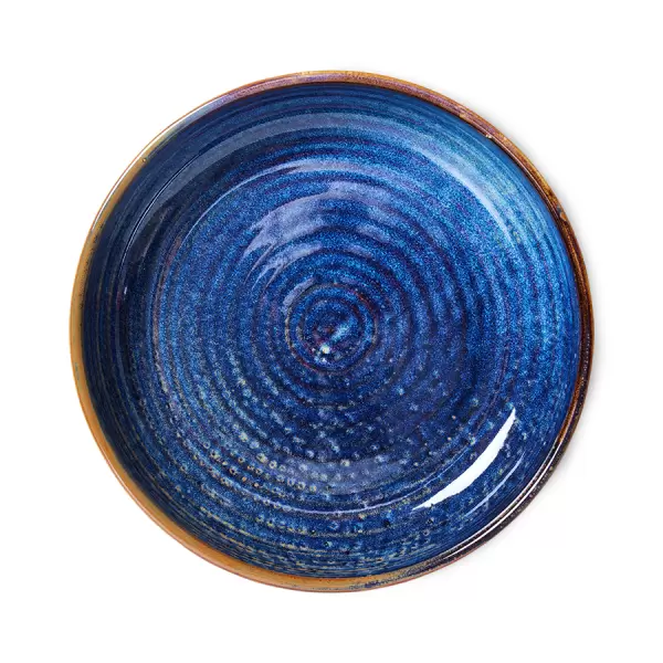 HK living - Dyb tallerken M, rustic blue, Chef Ceramics