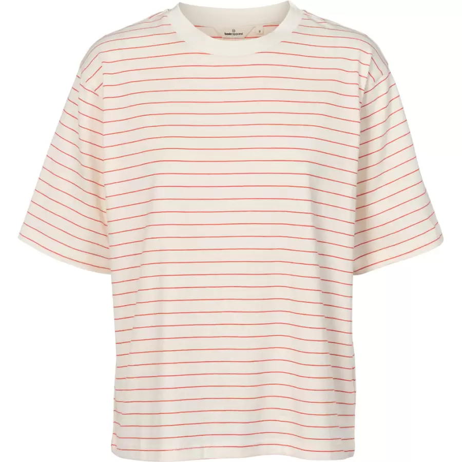 Basic Apparel - Raja Stripe Tee, Grenadine/Whisper White